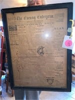 1899 EVENING STAR NEWSPAPER FRAMED