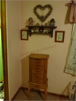 Oak Jewelry Cabinet, Wooden Shelf,etc.