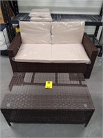 Rattan Loveseat and Coffee Table