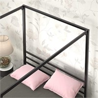 Metal Framed Canopy Platform Bed Frame Queen