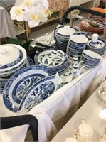 Blue and white Asian style dishware