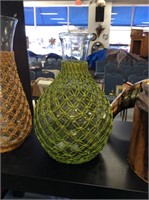 Green macramé vase