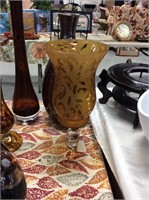 Large amber candle holder
