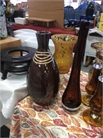 Two piece brown vases