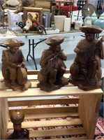 Set of three wooden musicians