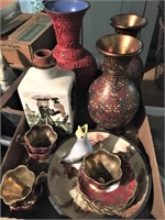 Lot Asian Vases, Pie Bird, Cups/Saucers