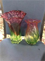 Set Of two pink and green vases