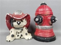 Vintage Chalkware Dalmation & Fire Hydrant Figures