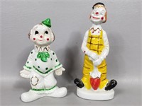 Two Vintage Porcelain Clown Figurines