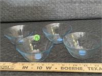 Lot 4  Light Blue Tiny Fire King Berry Bowls