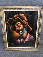Sad Clown on Black Velvet Painting