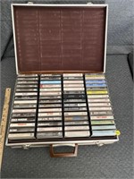 Vintage Cassette Tape Lot in Portable Case