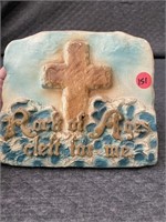 Vintage Chalk/Plaster Cross Religious Wall Plaque