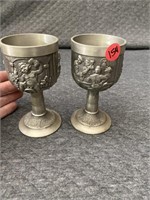 2 Vintage Brenningloh Pewter Goblet Cups