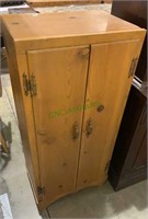 Very small antique pine cabinet with one shelf