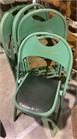2 vintage wooden folding chairs with two