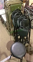 6 small size black folding sports chairs with