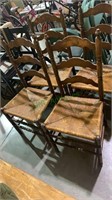 4 vintage side chairs with woven seats from the