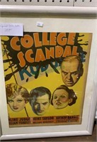 Framed 1935 movie poster - College Scandal -