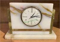 Antique art deco table clock - green and white