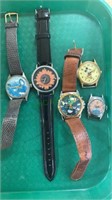 5 character wrist watches including Mickey