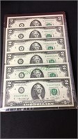 Currency - 6-1976 two dollar reserve notes,