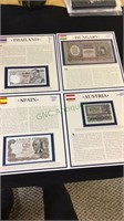 Currency from around the world - four panels,