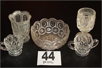 Five Piece Coin Dots & Daisy Glass Selection