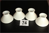 Four White Glass Shades 5-7/8" Rim