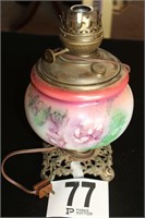 Painted Glass & Brass Lamp 13"