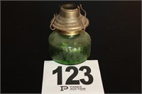 Green Glass Oil Lamp 4"