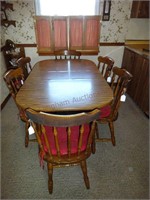 Wooden Table w/One Leaf Plus (6) Matching Chairs