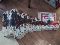 Lg Vintage Budweiser Clydesdale Lighted Beer Sign