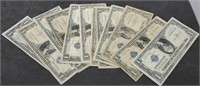 (13) 1935 One Dollar Silver Certificate Notes