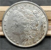 1881 Morgan Silver Dollar, AU50 From Album