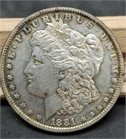 1881-O Morgan Silver Dollar, AU From Album