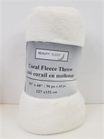 Coral Fleece Throw Blanket (50" x 60") White