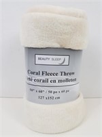 Coral Fleece Throw Blanket (50" x 60") Creme