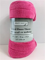 Coral Fleece Throw Blanket (50" x 60") Hot Pink