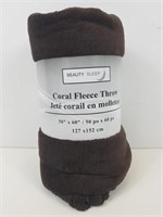 Coral Fleece Throw Blanket (50" x 60") Cool Brown