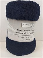 Coral Fleece Throw Blanket (50" x 60") Dark Navy