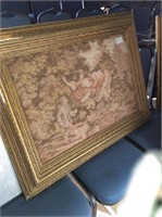 Antique tapestry framed