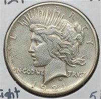 1921 Peace Silver Dollar, Key Date, VF