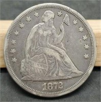 1872 Seated Silver Dollar, XF