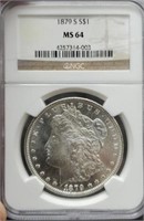 1879-S slab Morgan Silver Dollar, NGC MS64