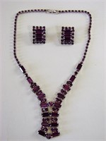 Vintage Purple Rhinestone Jewelry Set