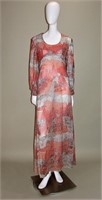 60s Lame Novelty Printed Gown