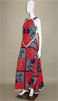 1970s Handkerchief Print Maxi Dress