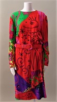 Louis Feraud Silk Chiffon Abstract Dress