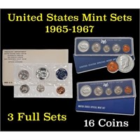 Group of 3 Special Mint Sets 1965-1967 16 coins